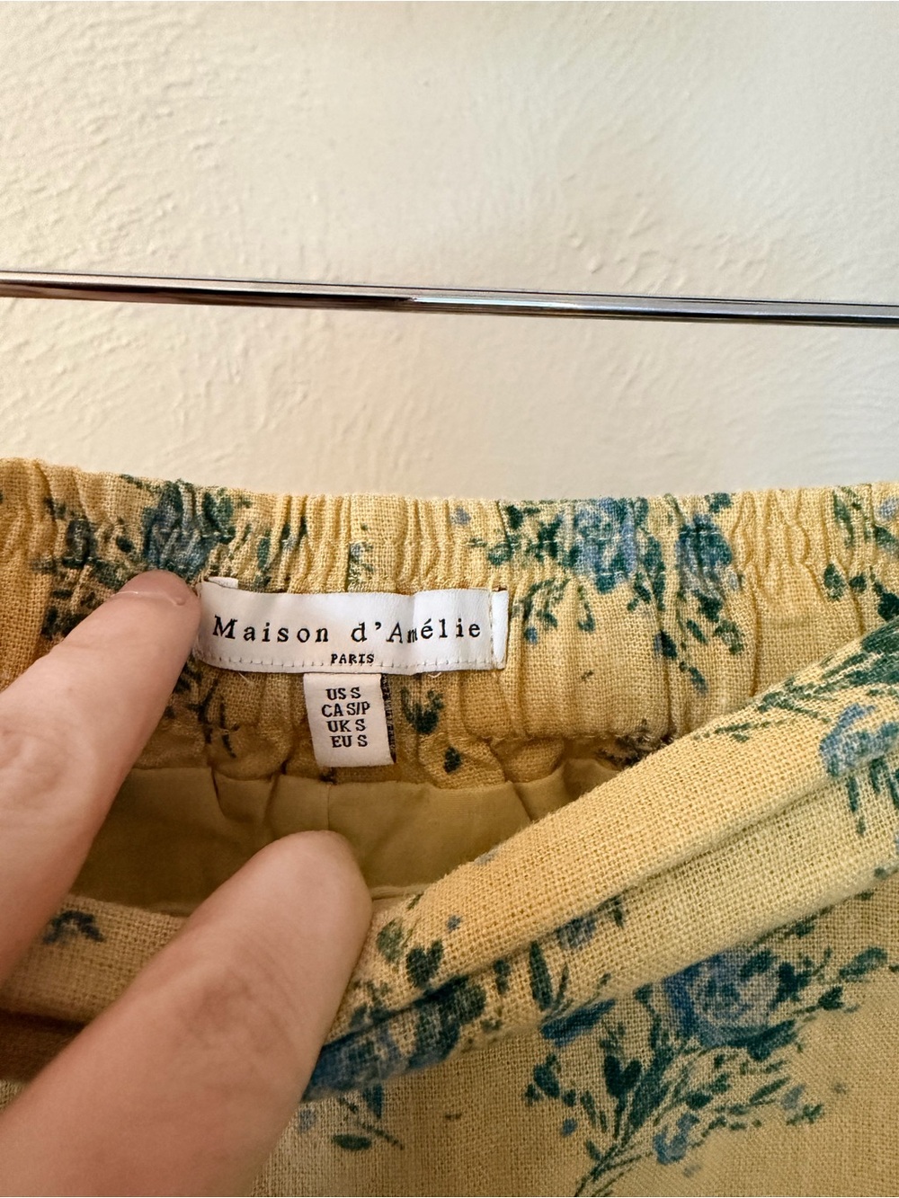 Maison d’Amélie Floral Tie-Waist Yellow Wrap Skirt Size Small - Picture 3 of 3